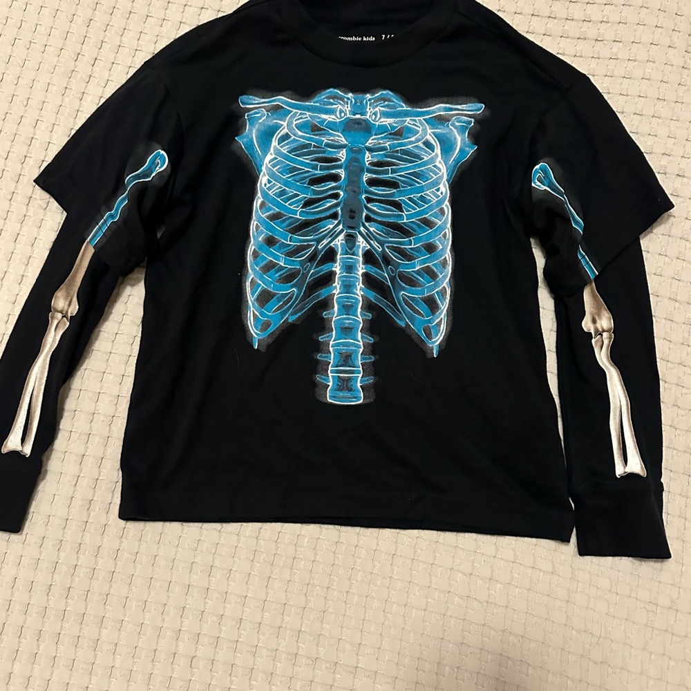 Abercrombie Kids Black and Blue Skeleton Long Sleeve Tee